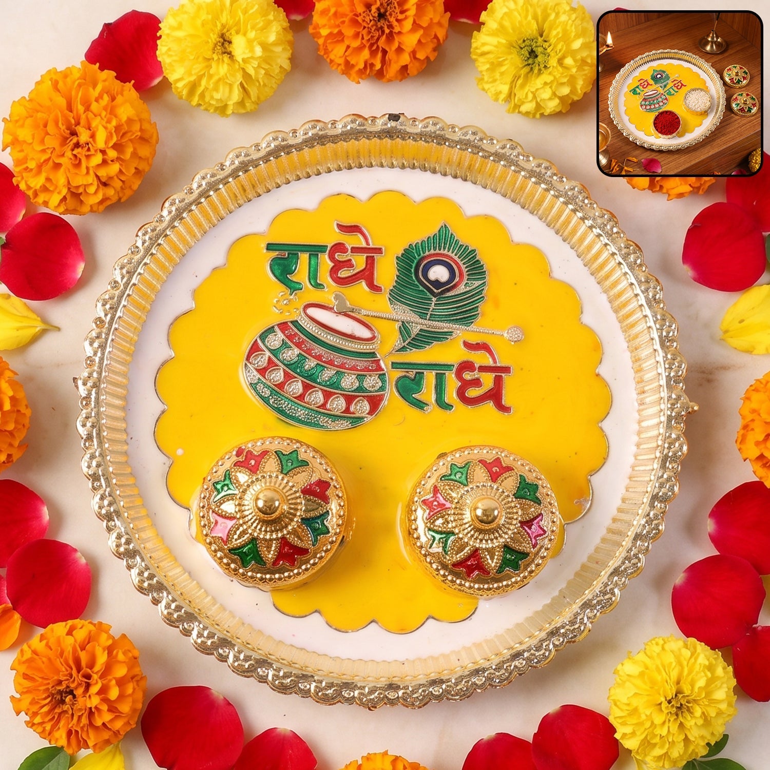 Traditional kumkum pooja thali set