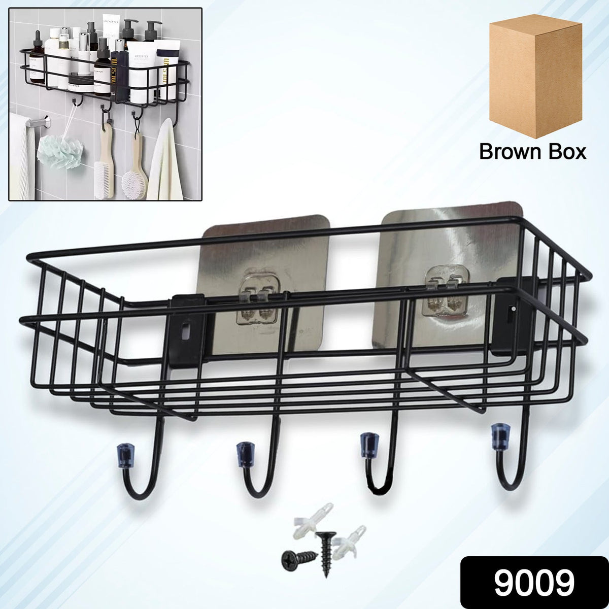 Side angle of 9009 3-in-1 Shower Shelf Rack showing multiple tiers
