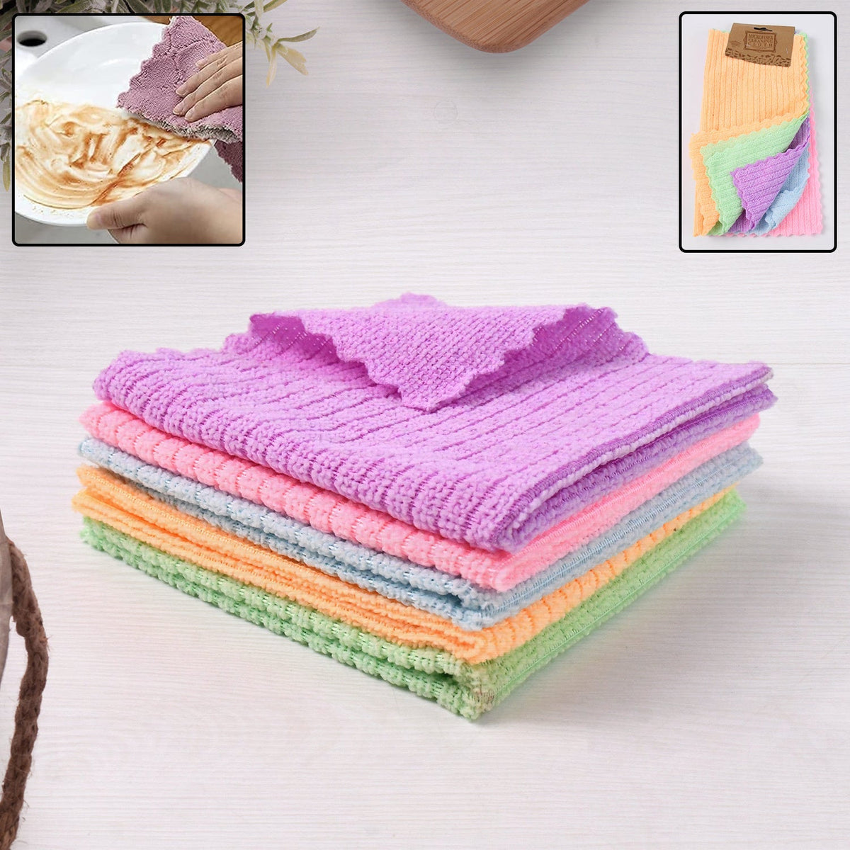 Pack of 5 super absorbent microfiber cleaning cloths