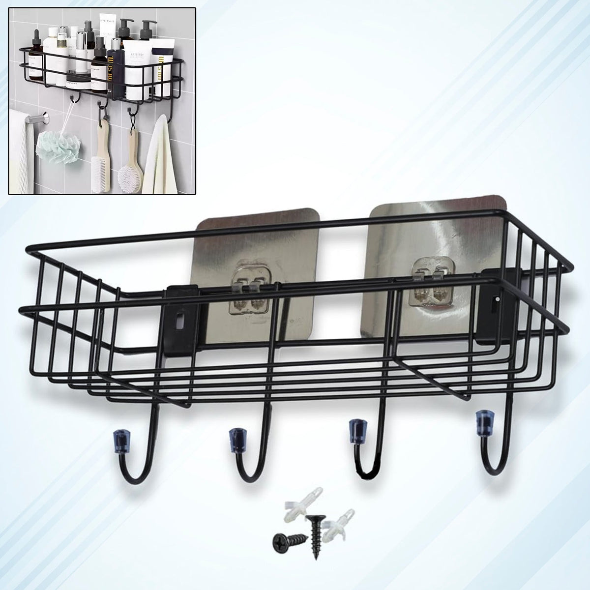 9009 3-in-1 Lightweight Iron Shower Shelf Rack front view