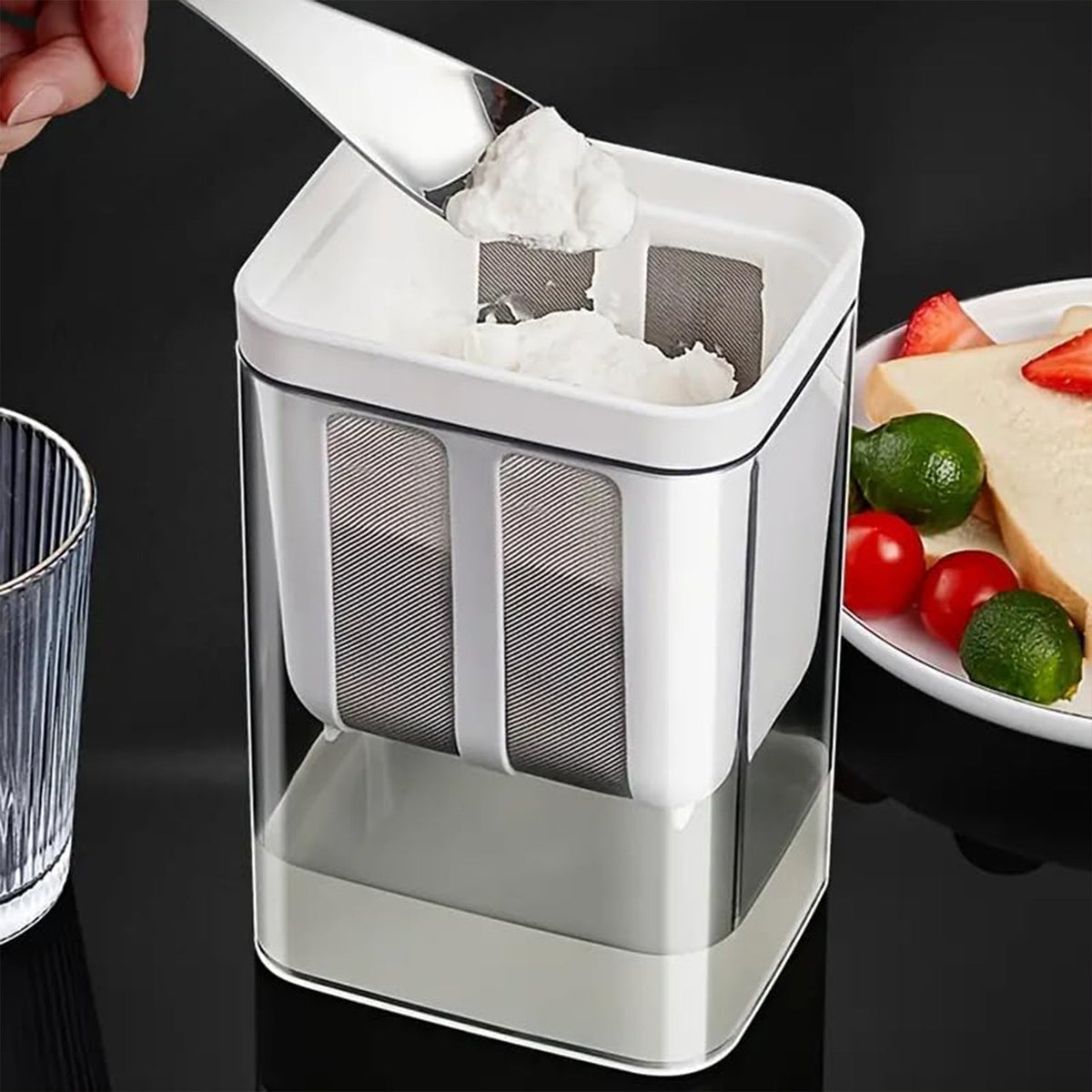 2-in-1 Yogurt Strainer with Storage Box front view