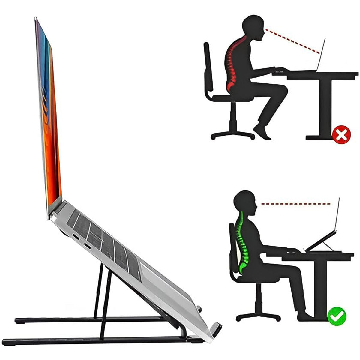 Adaptable setup of laptop stand on desk
