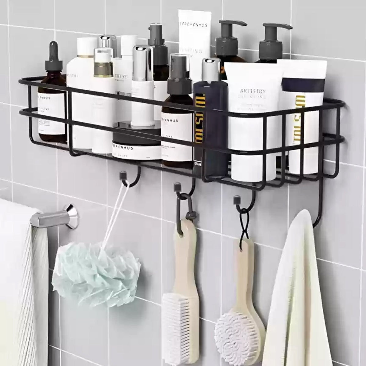 Close-up of iron frame of 9009 3-in-1 Shower Shelf Rack