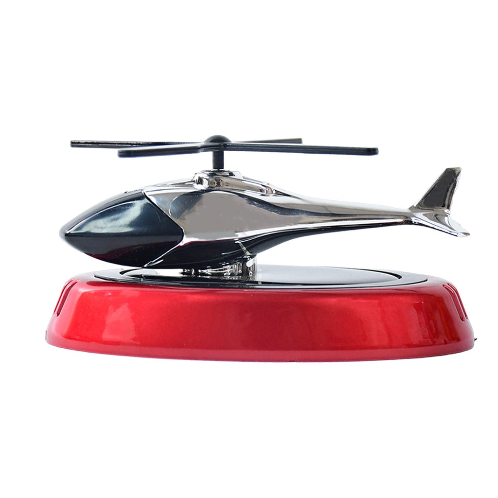 Solar helicopter air freshener in car interior