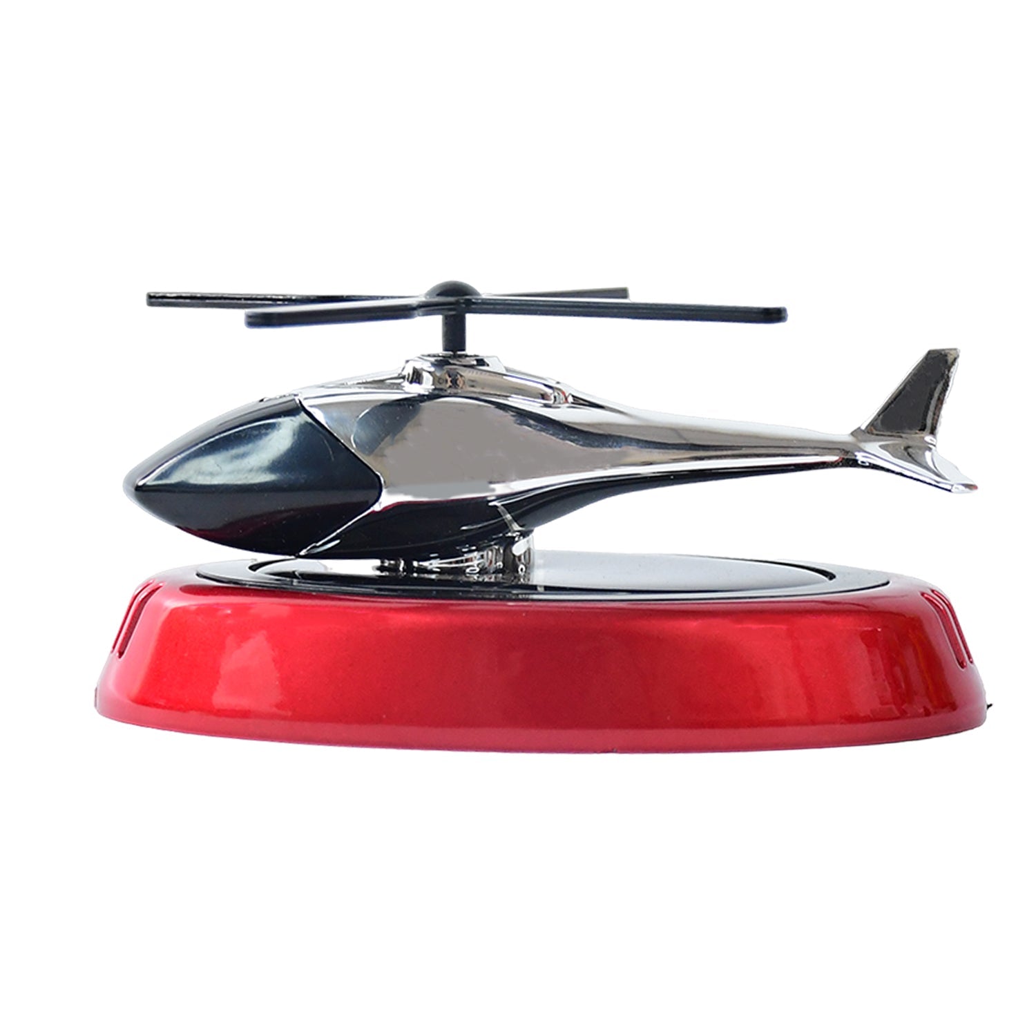 Solar helicopter air freshener in car interior