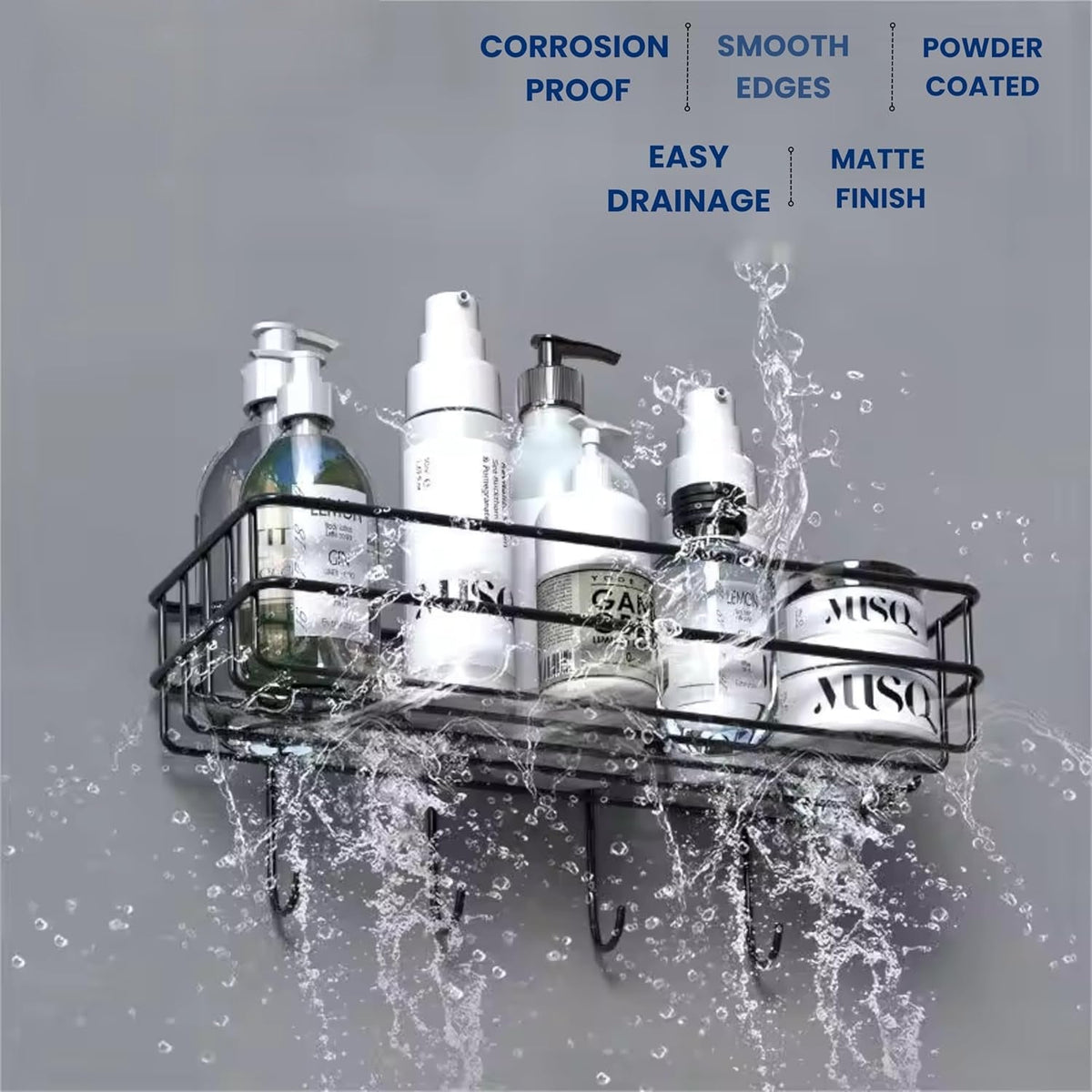 9009 3-in-1 Shower Shelf Rack holding bathroom items