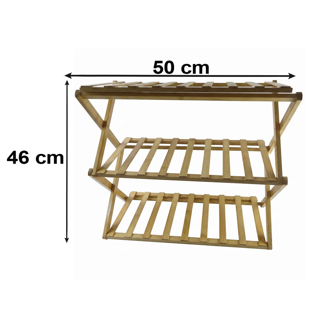 3 Layer Foldable Bamboo Shoe Rack Multi-purpose Storage Shelf (1 Set)