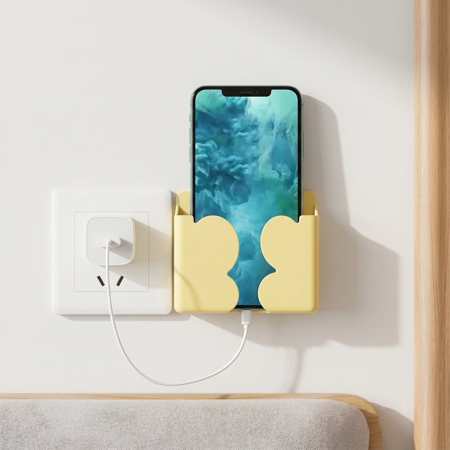 Wall Mount Mobile Phone Holder Self Adhesive Charging Stand For Home (1 Pc)