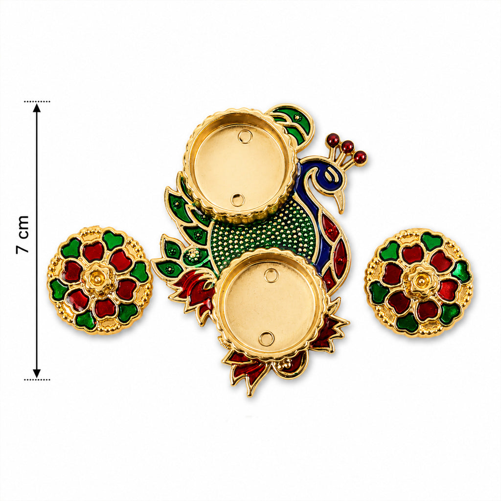 Peacock Design Decorative Kumkum Dani Kankavati Holder For Pooja Haldi Roli (1 Pc)