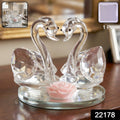 Crystal Swan Pair Showpiece Decorative Glass Couple Swan Home Decor (1 Pc)