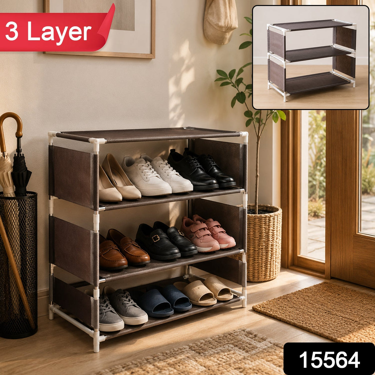 3 layer modular fabric shoe rack SKU 15564