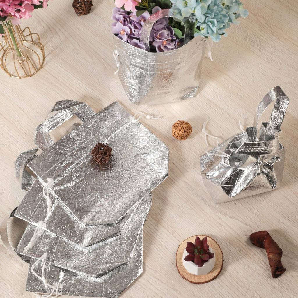 Non Woven Fabric Bag With Handle 23 * 22 cm Gift Non Woven bag, Carry Bags, gift bag for Birthday, Festivals, Season's Greeting, Diwali, Navratri(Silver) - Image 2