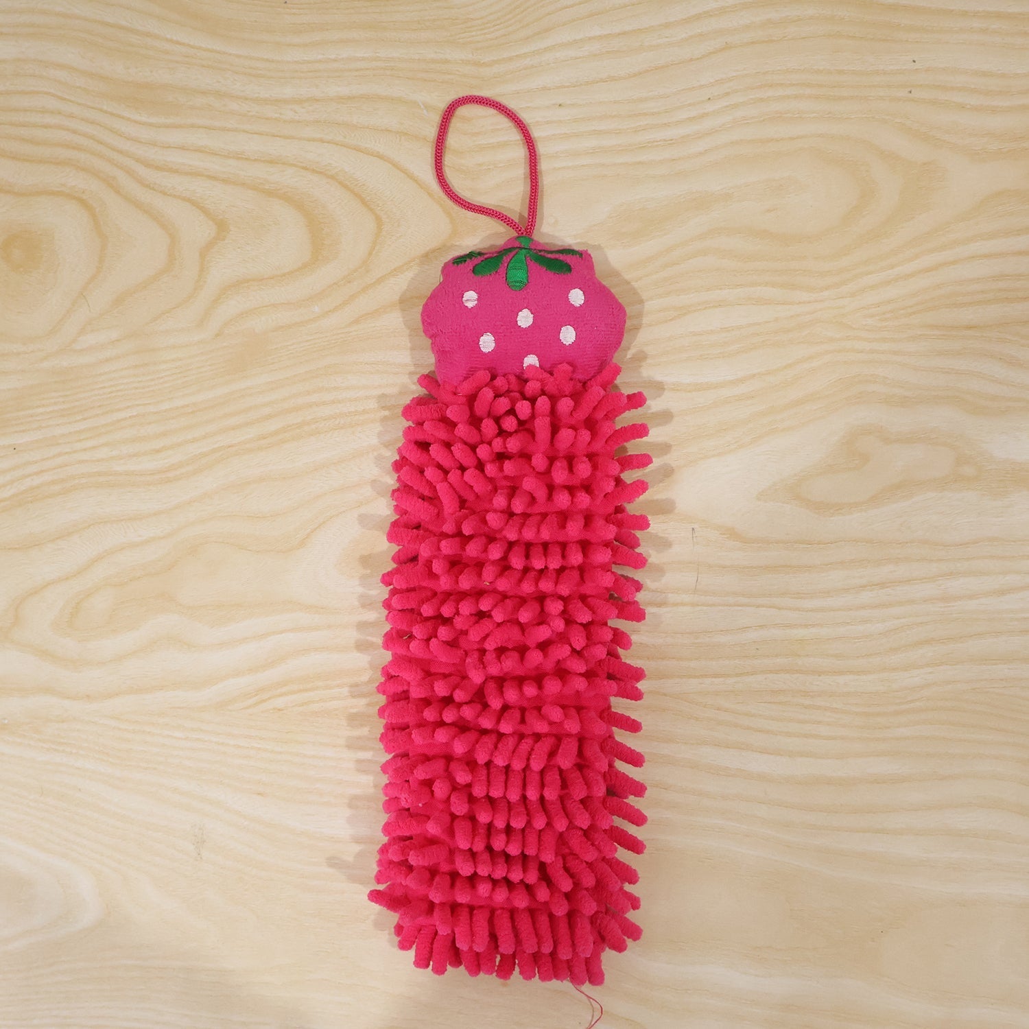 Live photo of microfiber chenille hanging hand towel