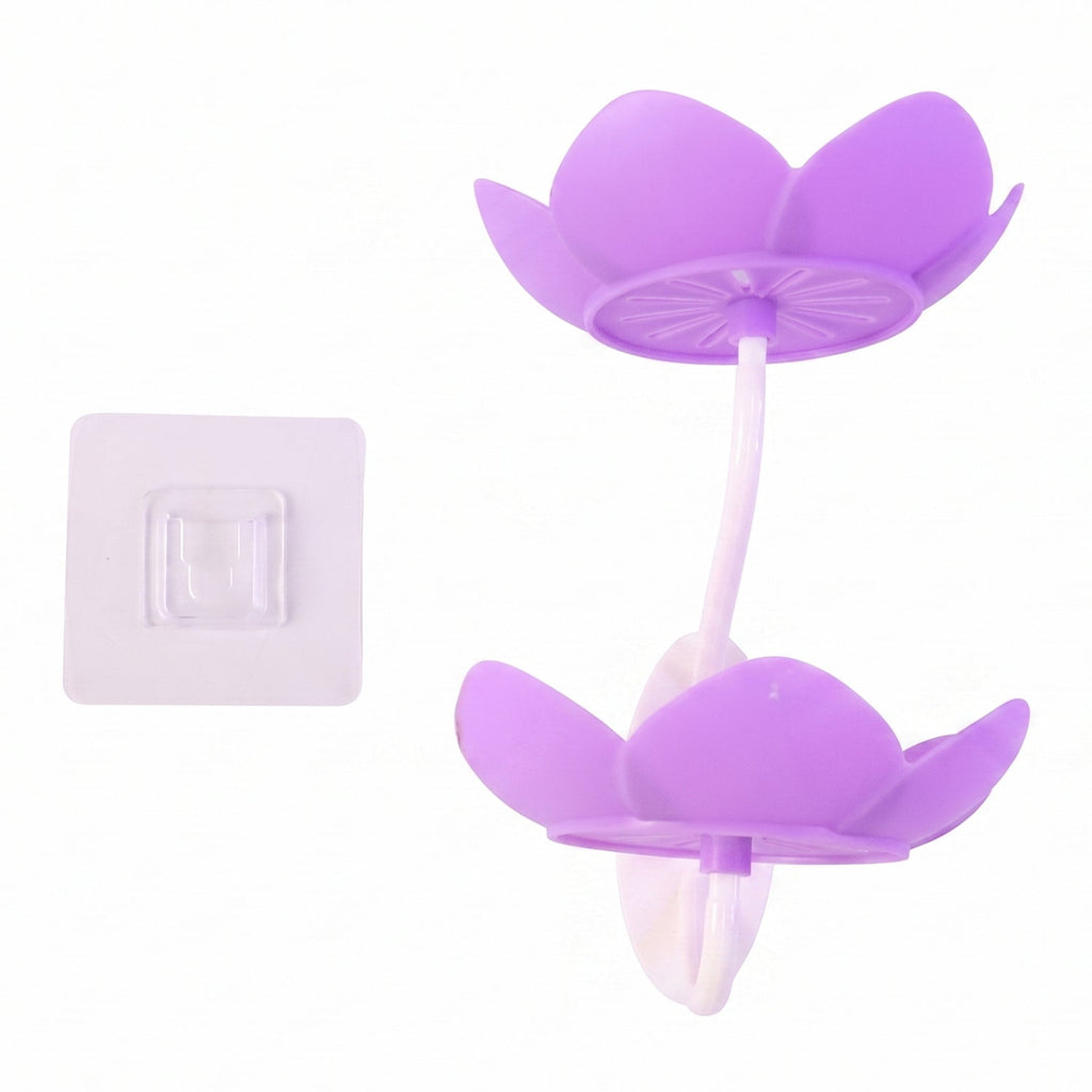 Flower Shape Double Layer Plastic Soap Dish Wall Mounted Holder (1 Pc)