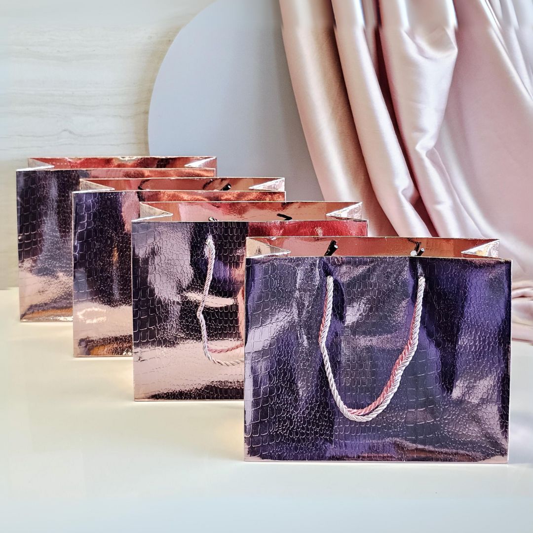 Small Size Shiny Paper Bag Gift Bags with Handle Gift Paper bag, gift For Gifting, marriage, Return Gifts, Birthday, Wedding, Party, Season's Greetings (Small, Pink) - Image 1