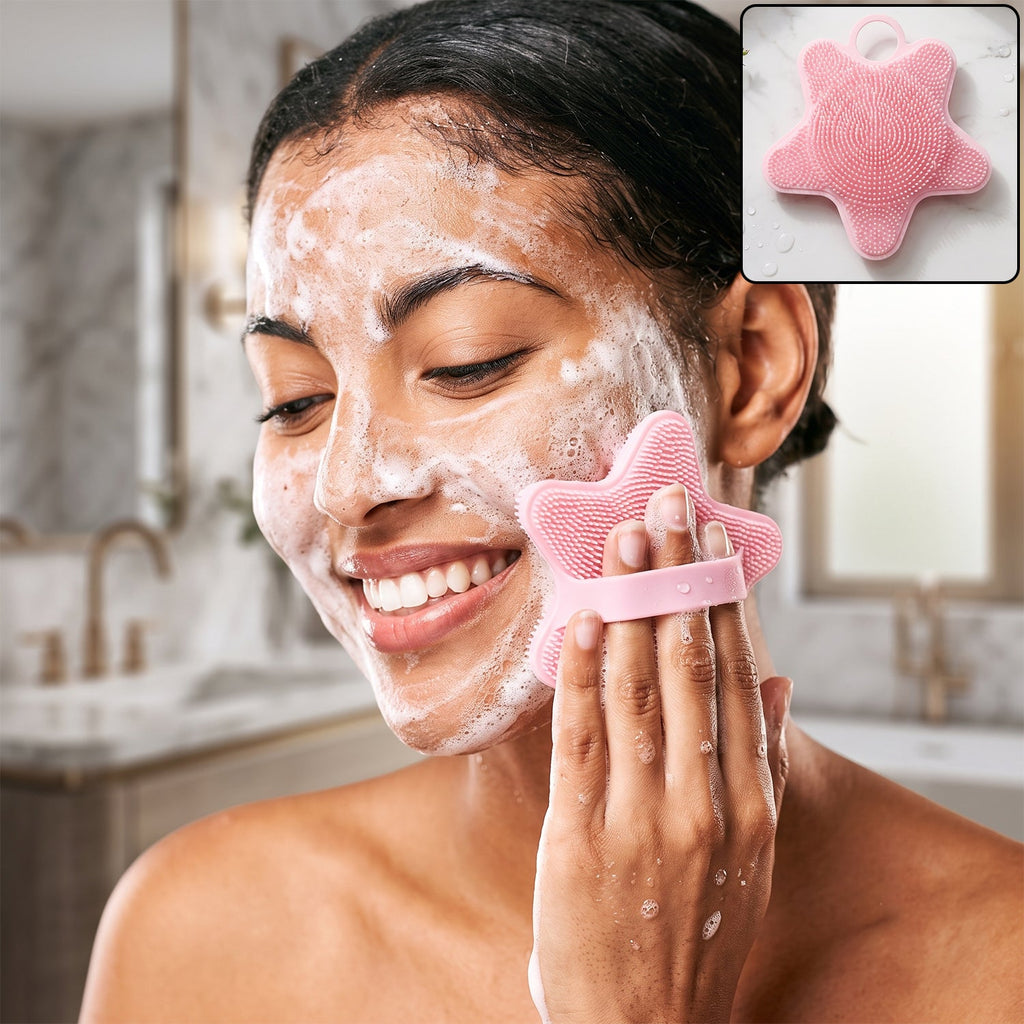 3 In 1 Silicone Shampoo Scalp Massager Brush Face Hair Body Cleanser (1 Pc)