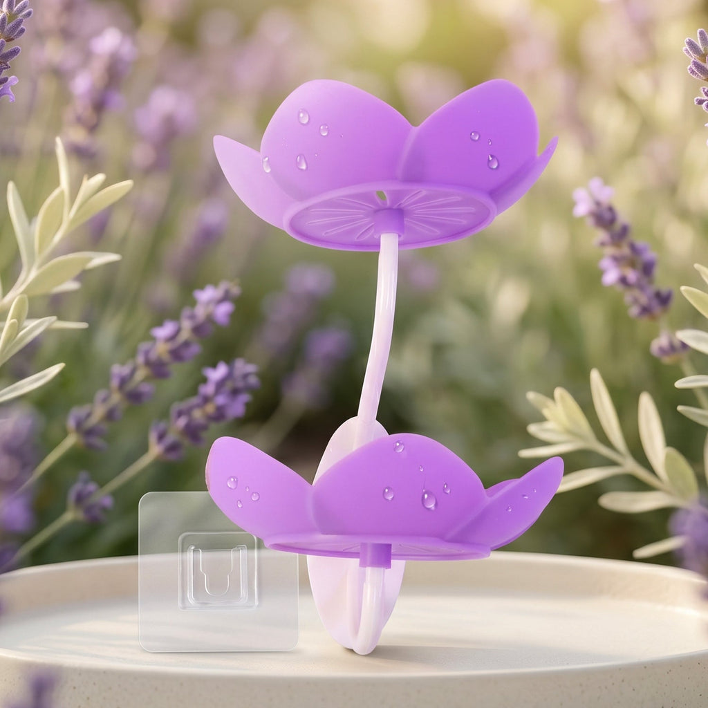 Flower Shape Double Layer Plastic Soap Dish Wall Mounted Holder (1 Pc)