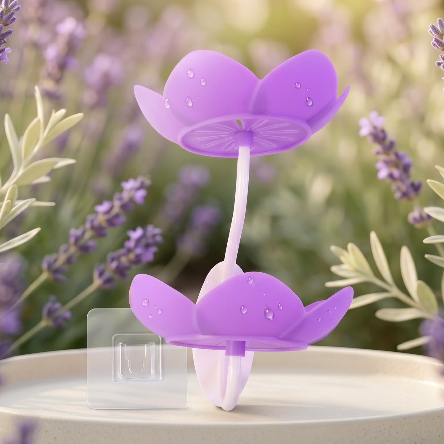 Flower Shape Double Layer Plastic Soap Dish Wall Mounted Holder (1 Pc)
