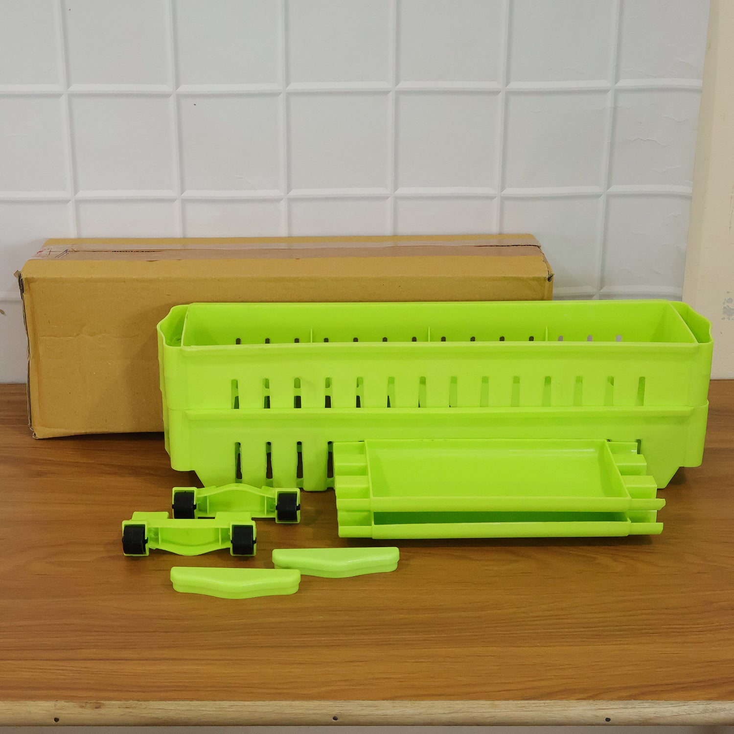 Prexo Plastic 2 Layer Slim Storage Rack With Wheels