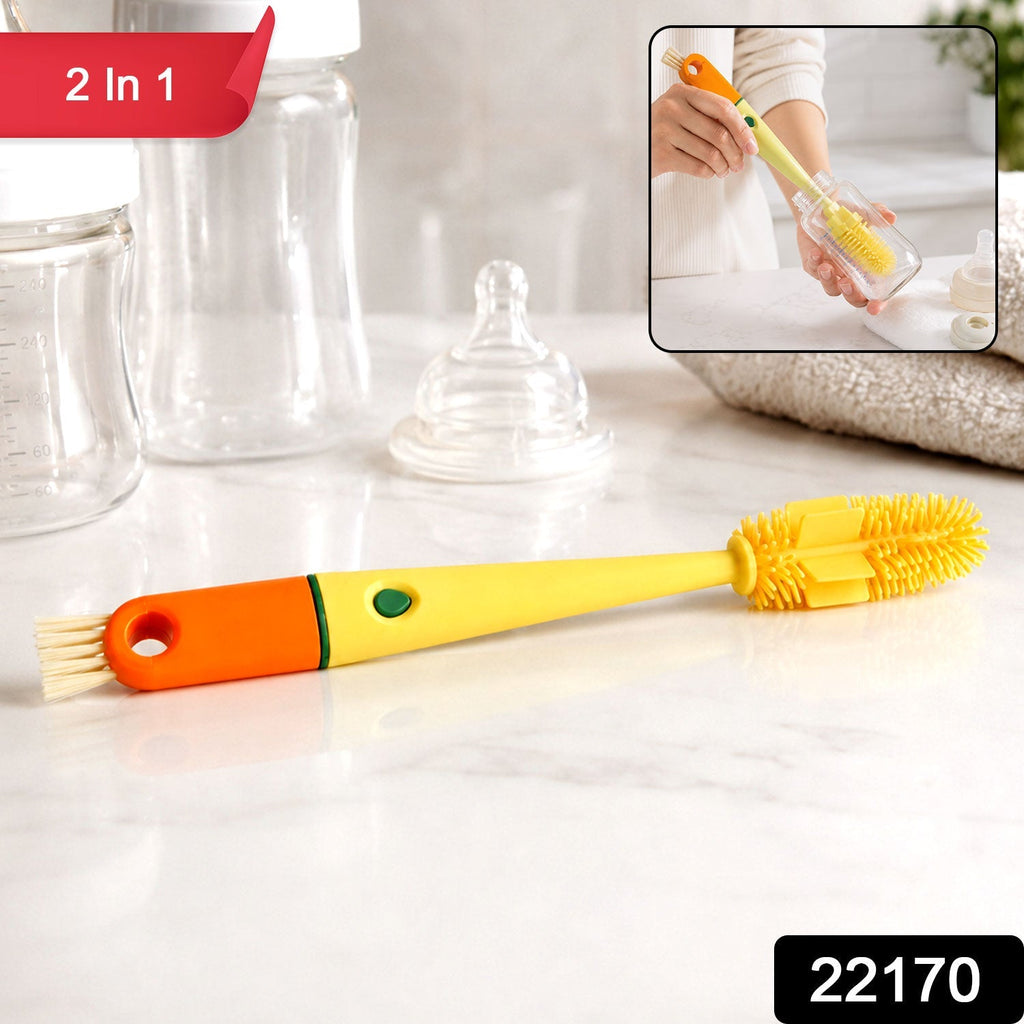 4 In 1 Silicone Bottle Cleaning Brush With Nipple Brush Long Handle (1 Pc)