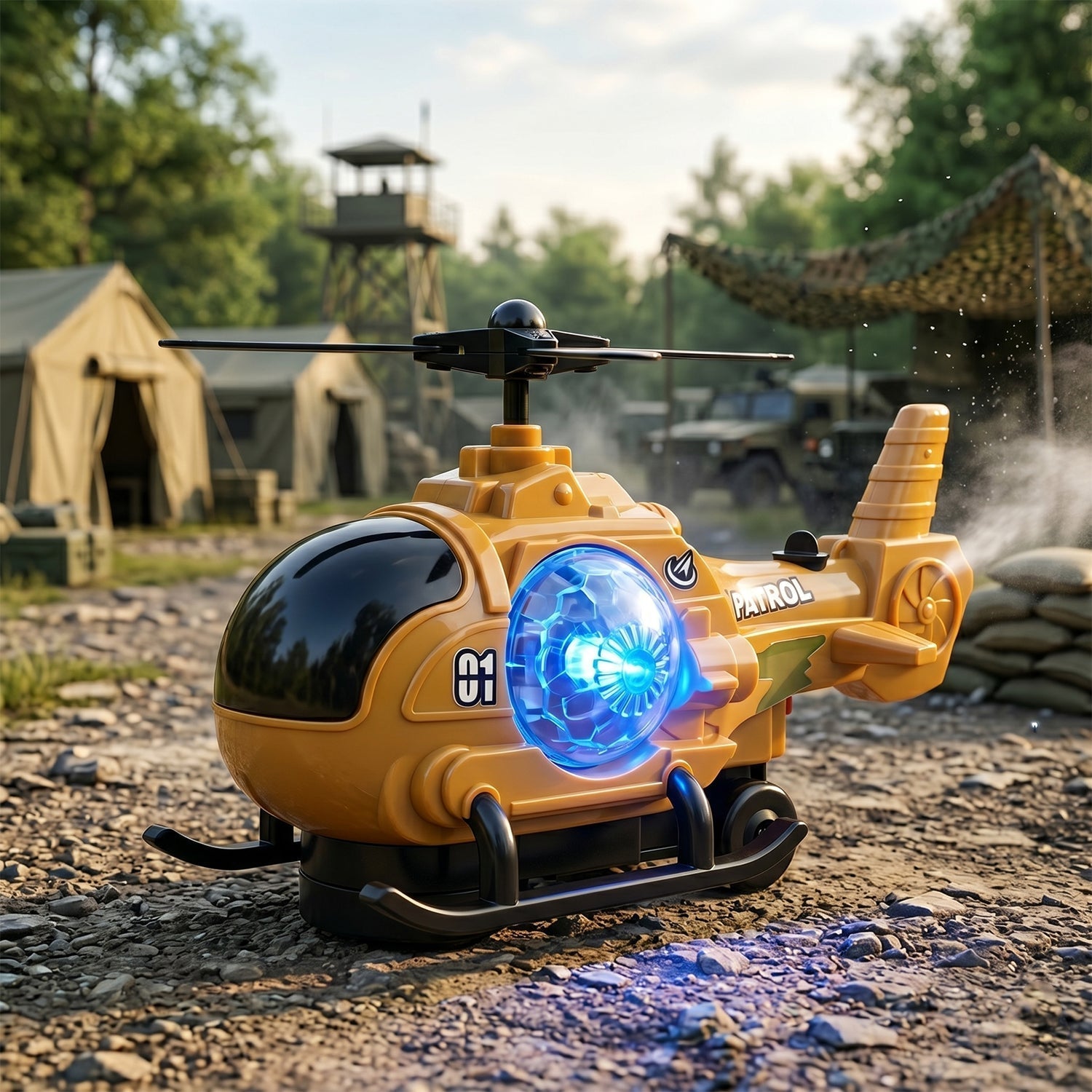 Helicopter toy in use by children