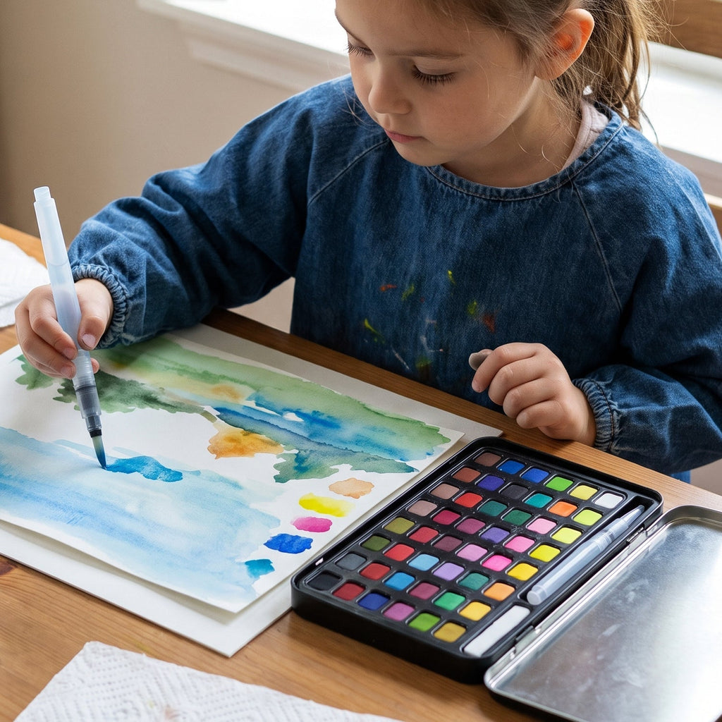 Solid watercolor palette used for art painting