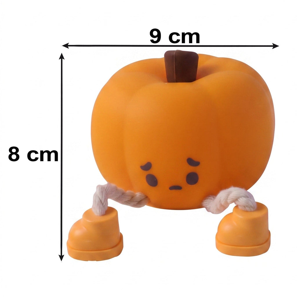 Soft silicone pumpkin night light, USB rechargeable, glowing warmly, lamp 6 of 9.