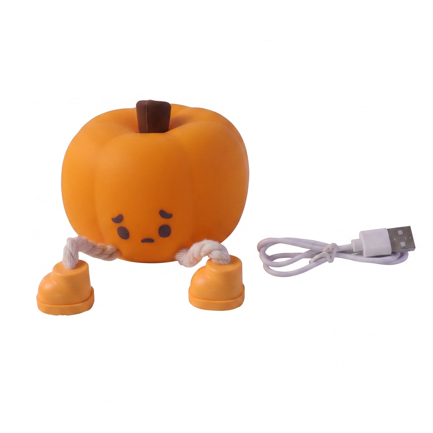 USB rechargeable soft silicone pumpkin night light, warm glow, 5 of 9.