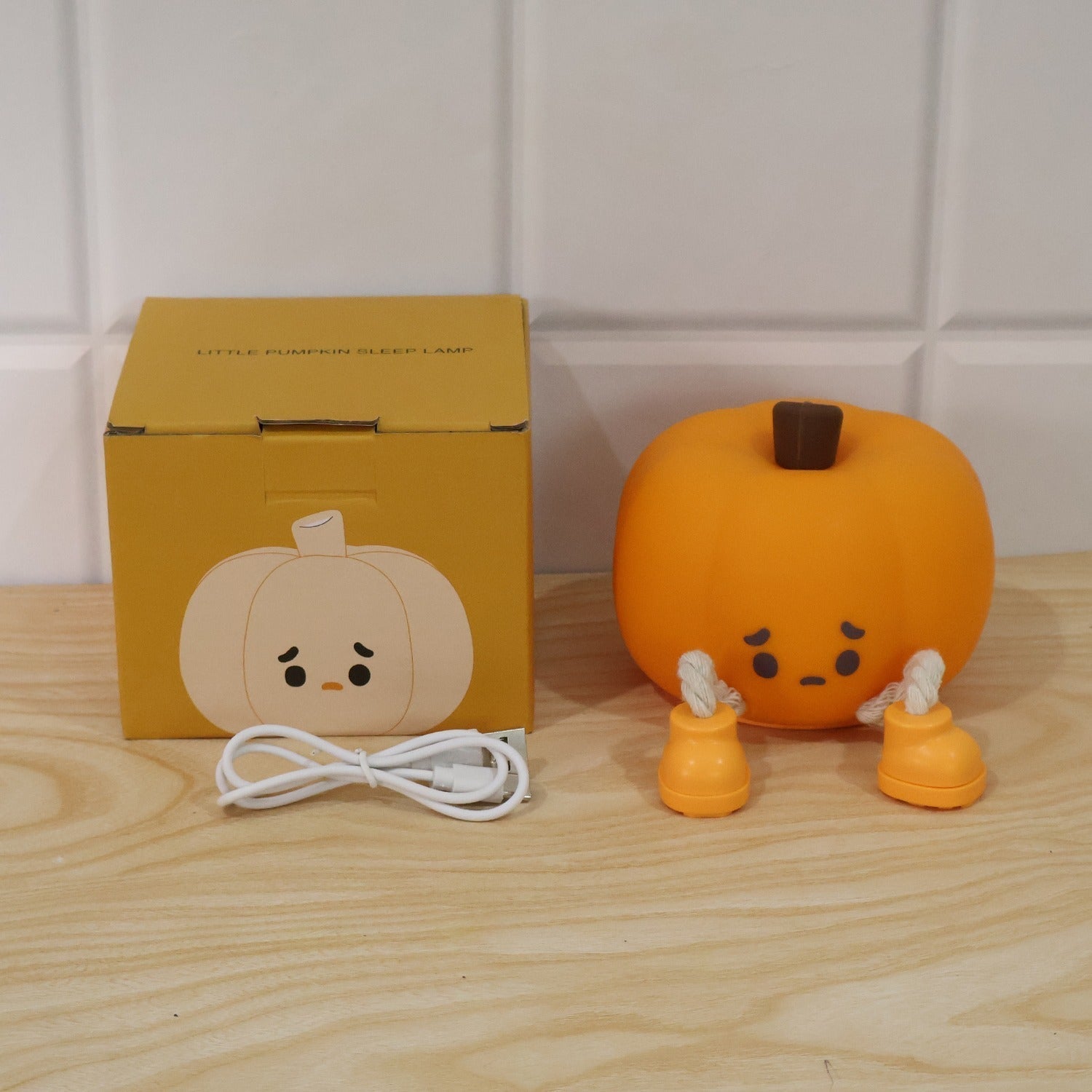 Pumpkin night light, USB rechargeable soft silicone lamp. Cozy Halloween decor, kid's bedroom, image 9.