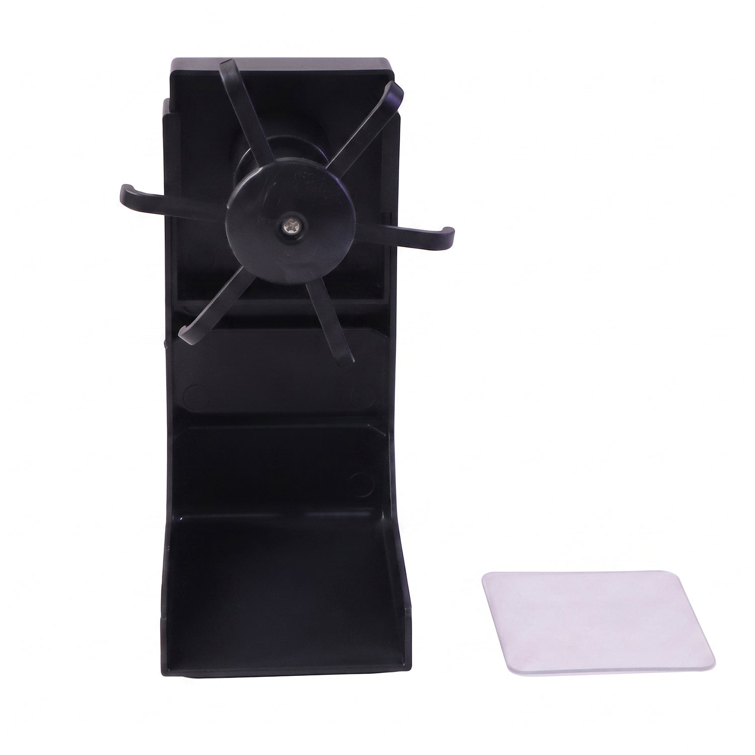 Rotating hanging hook and adhesive pad on white background