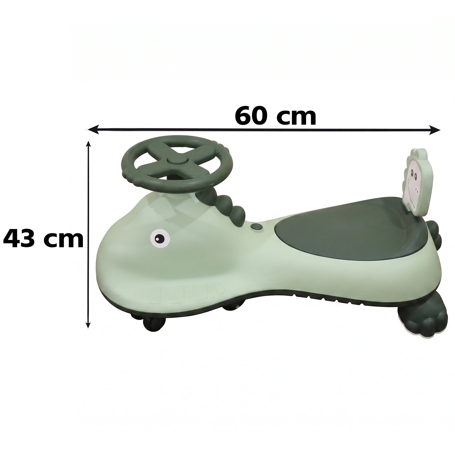 Kids Dinosaur Swing Car Ride On Toy With Music And Steering Wheel (1 Pc)