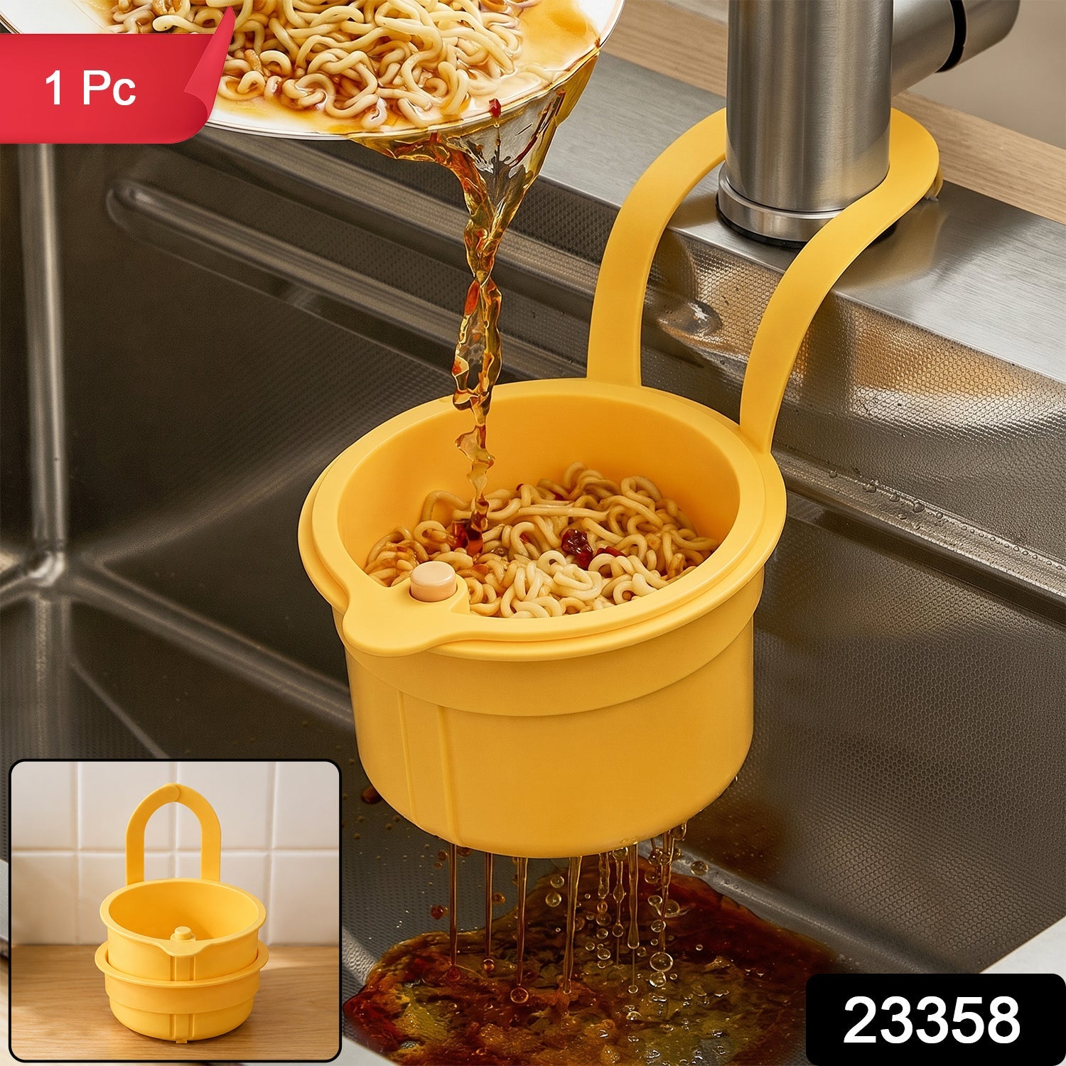 Plastic Hanging Kitchen Sink Drain Basket And Food Strainer With Handle (1 Pc)