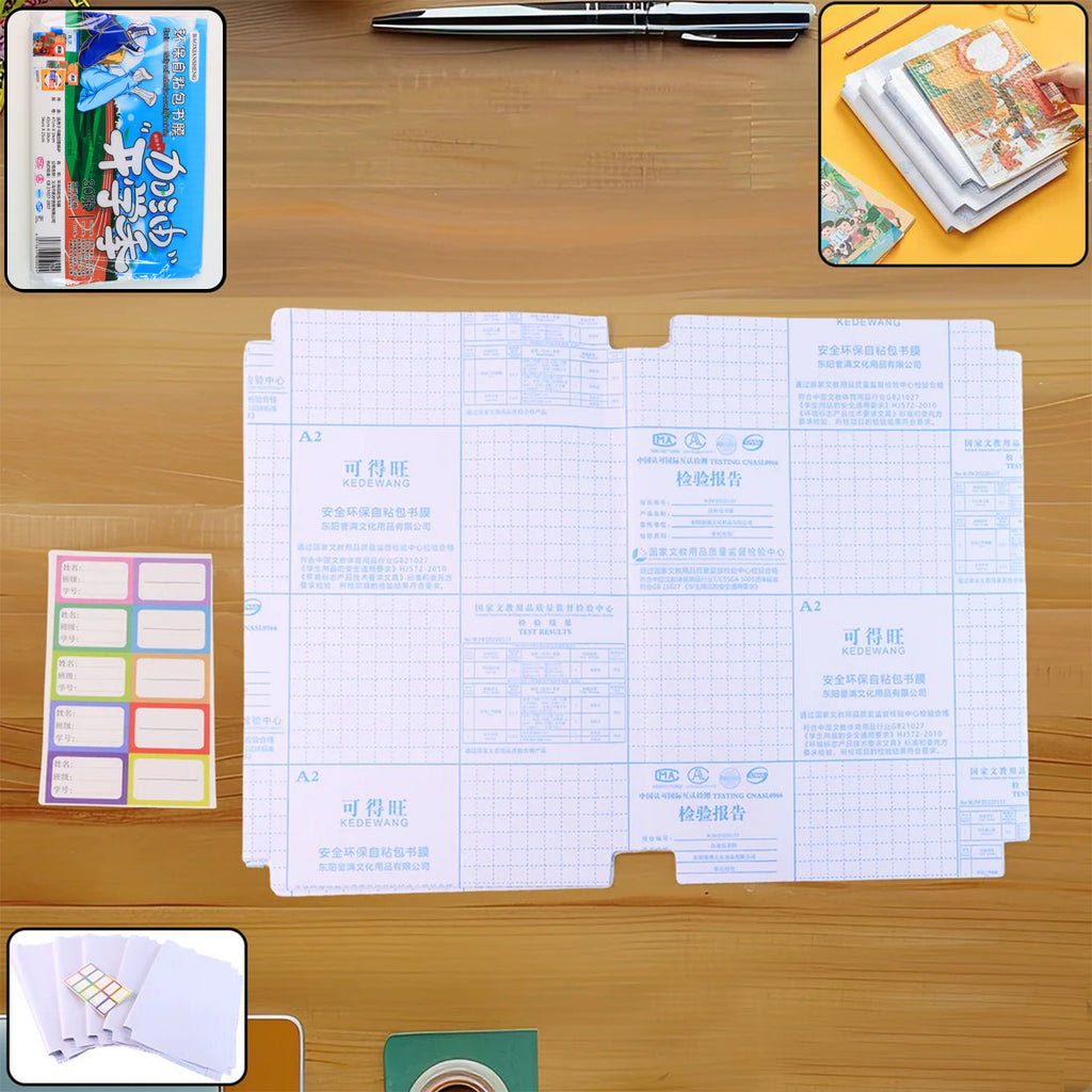 Premium Transparent Adhesive Book Cover Sheets (Mix Size  30 Pc)