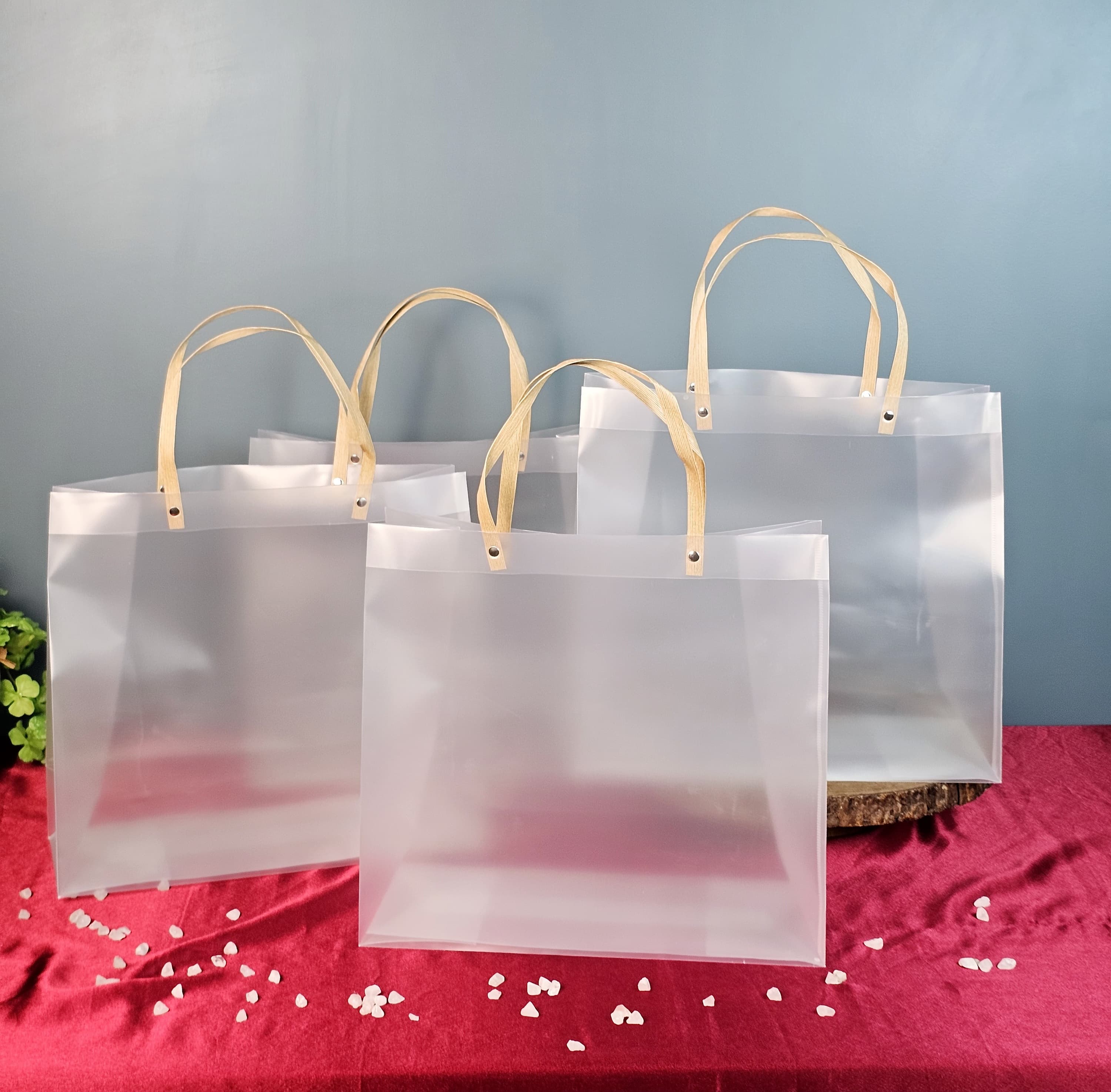 Large Size (35 X 14 X 32 CM) Translucent Bags Goodie Bags With Handle Gift bag, hamper bag, Carry Bags, shopping gift bag, gift for Gifting, Presents, Return Gifts, Birthday, Party, Festivals - Image 3