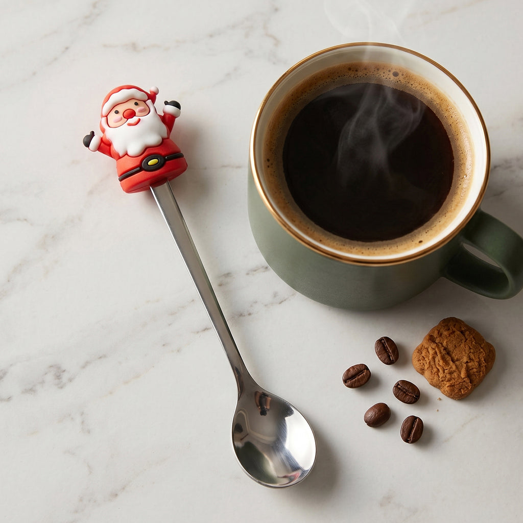 Golden Cartoon Spoon Set With Gift Box Steel Dessert Coffee Tea Spoons (4 Pc Set)
