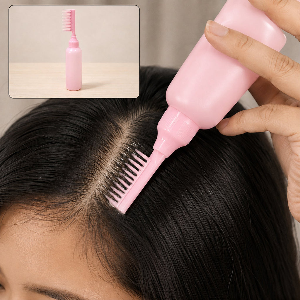 2 In 1 Hair Oil Applicator Bottle With Scalp Comb For Root Care (1 Pc)