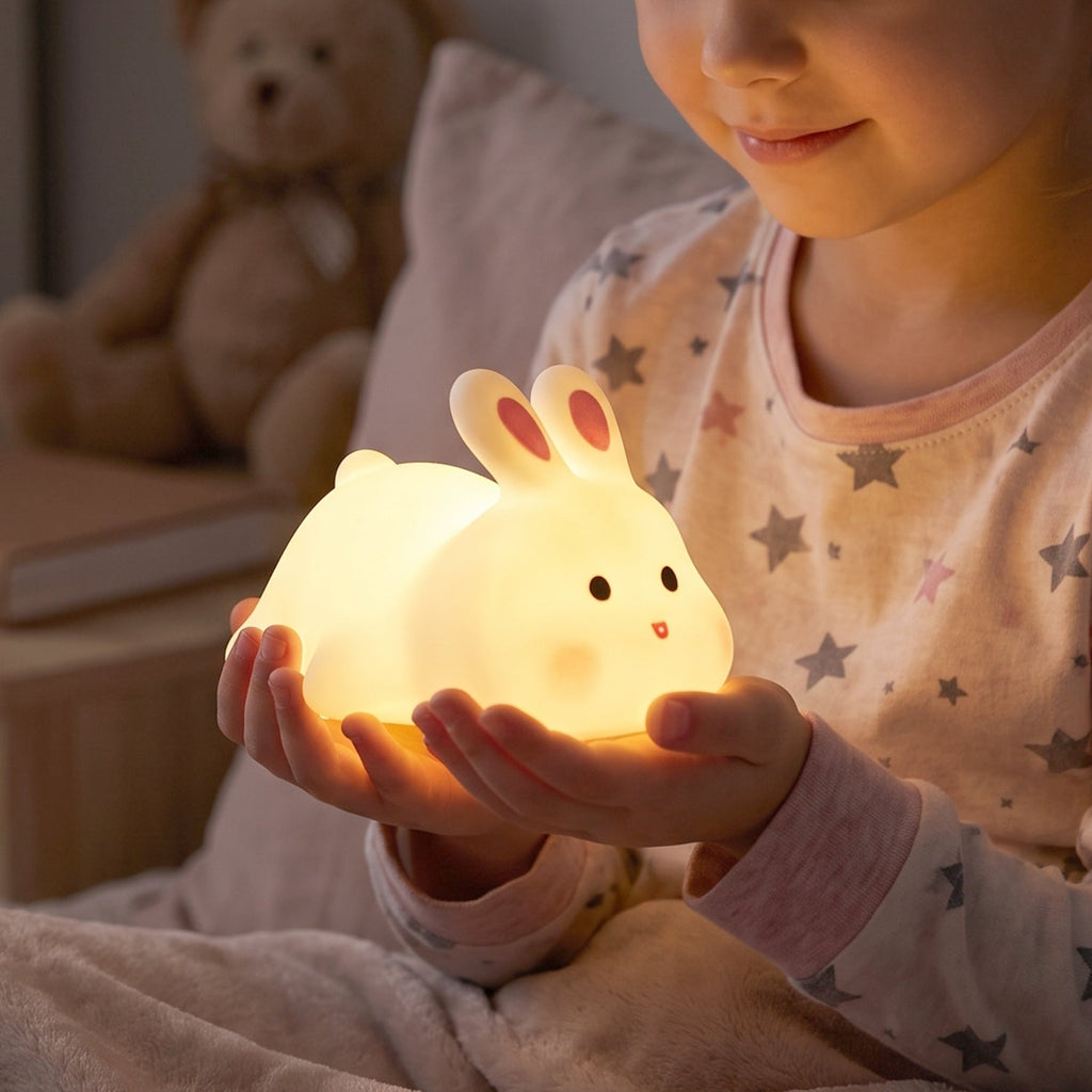 Rabbit Led Night Light Cute Silicone Bunny Bedside Lamp For Kids (1 Pc)