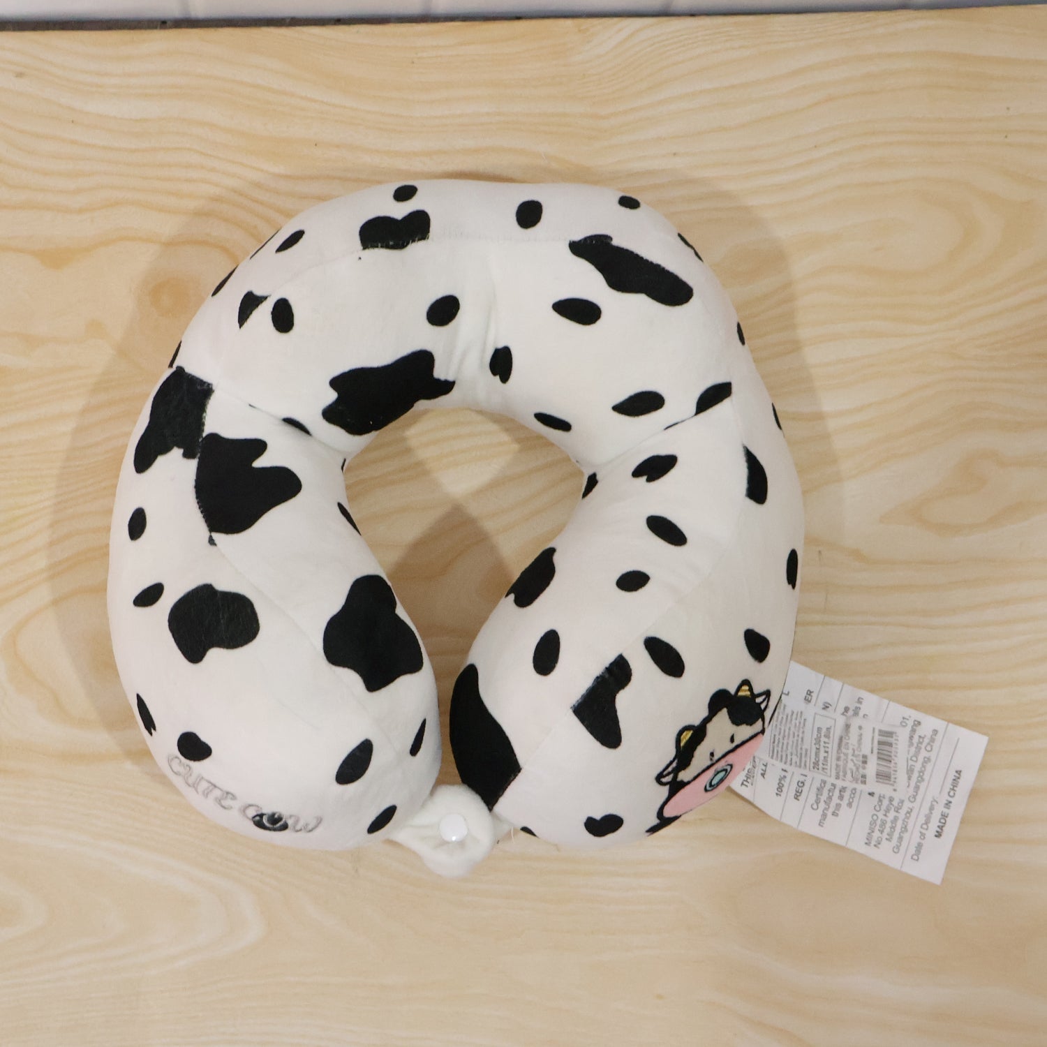U-shaped Travel Neck Pillow Cute Cow Print Soft Plush Pillow For Travel (1 Pc)