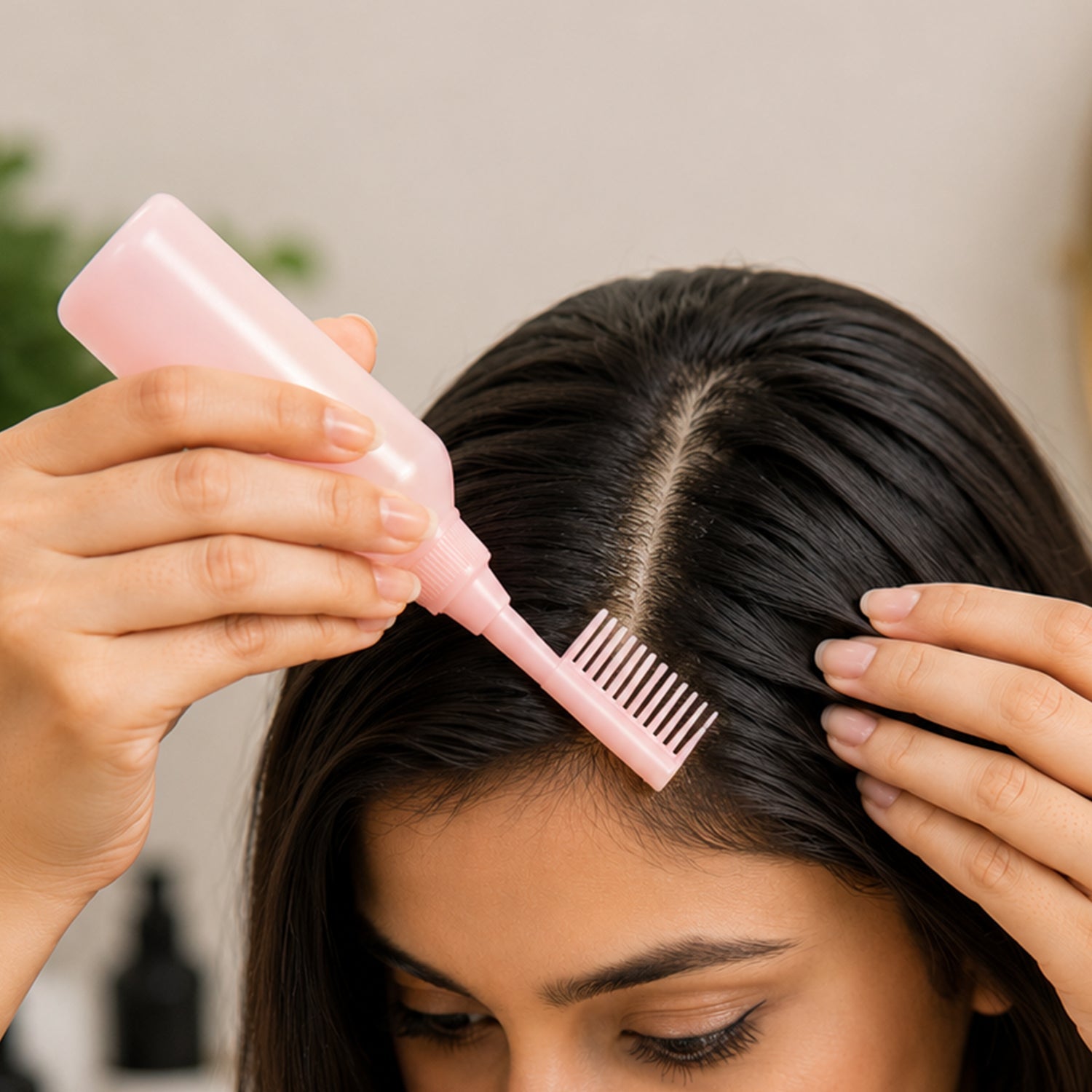 2 In 1 Hair Oil Applicator Bottle With Scalp Comb For Root Care (1 Pc)