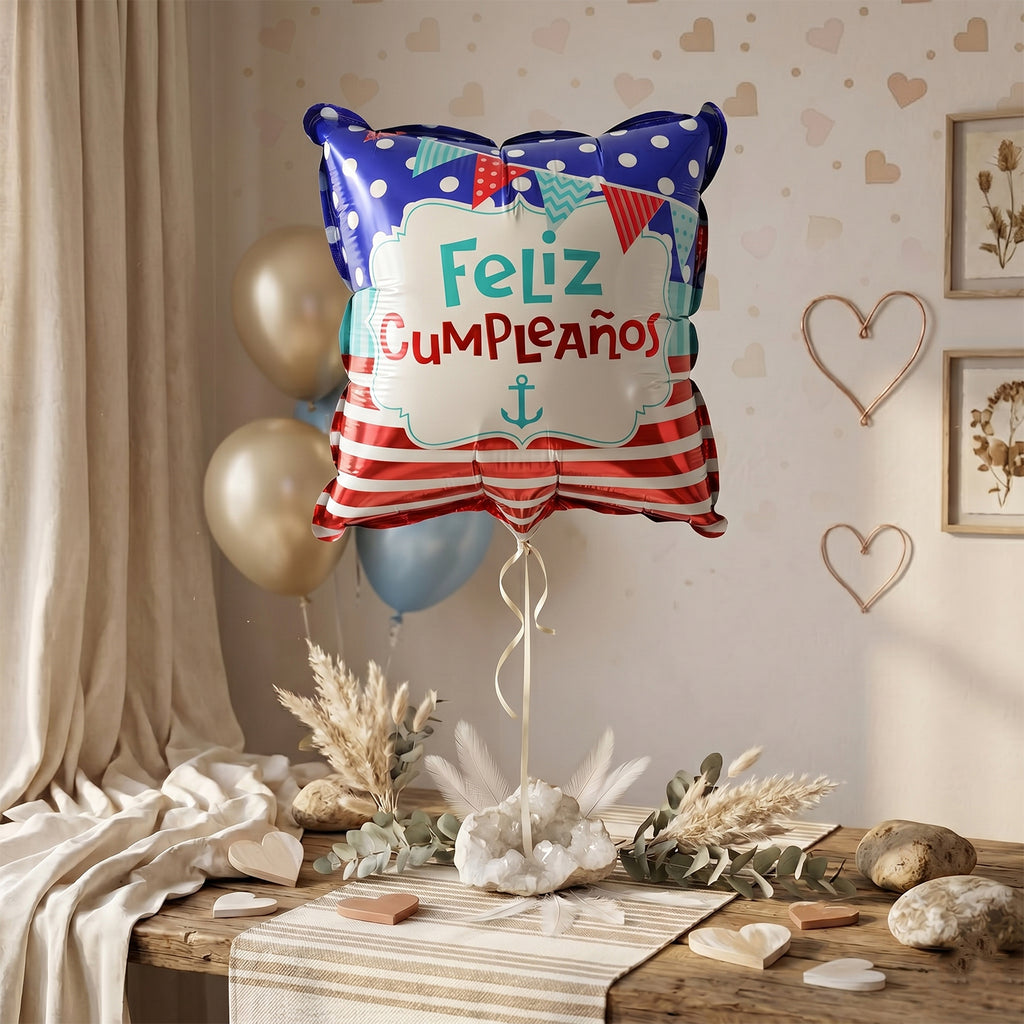 Square Feliz Cumpleanos Birthday Foil Balloon For Decoration (1 Pc)