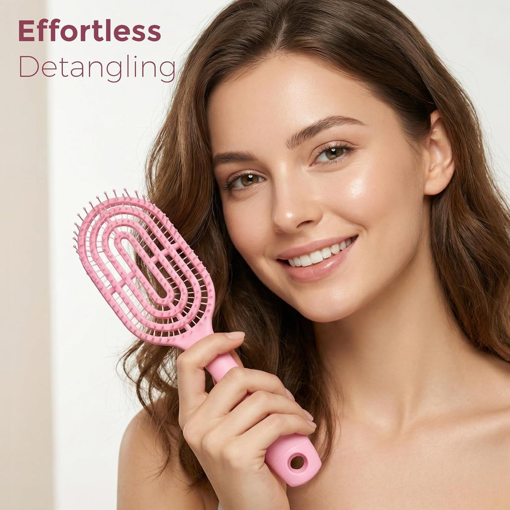 Curved Vented Styling Massage Hair Brush Detangling Comb For Men And Women (1 Pc)