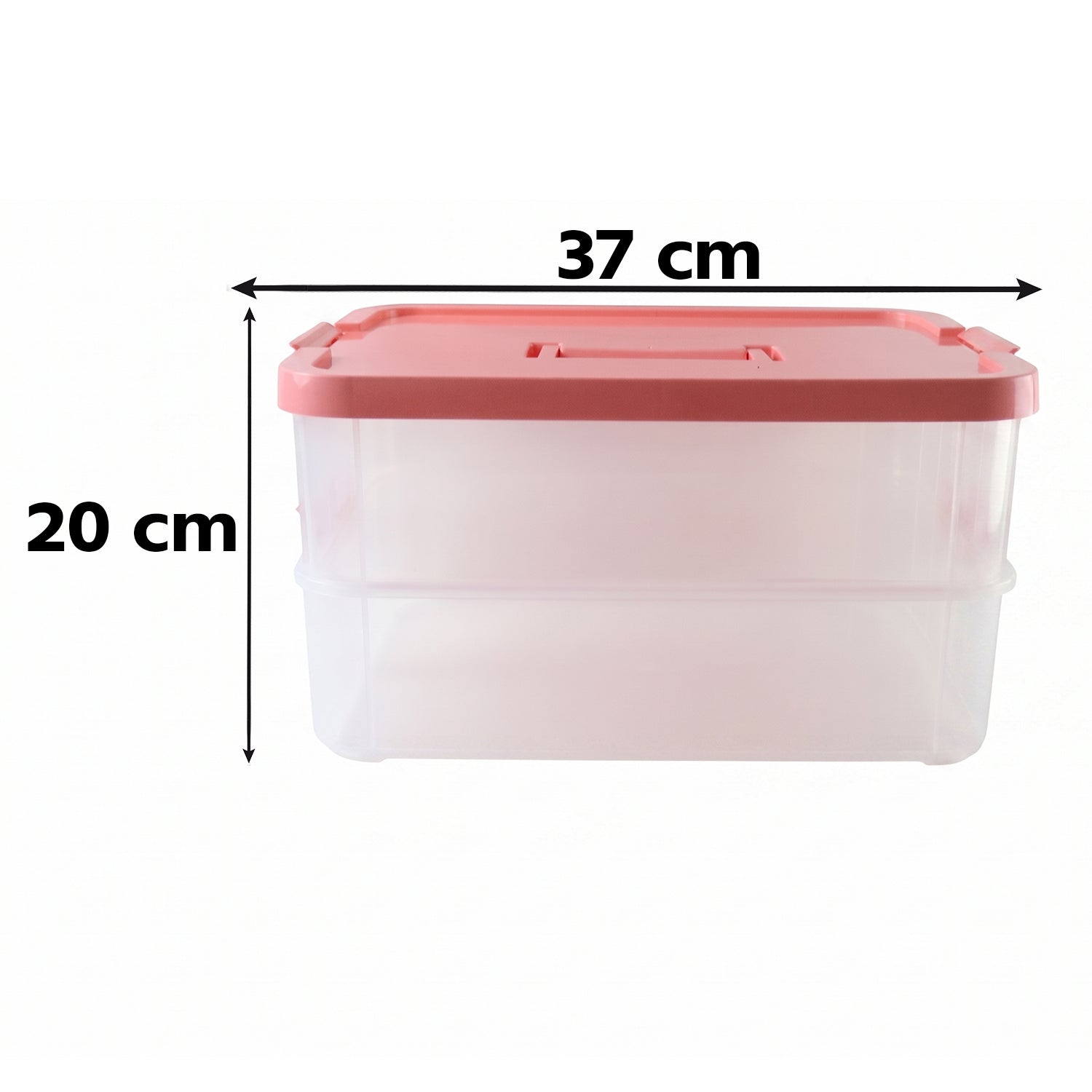 Plastic Transparent Storage Box With Lid 2xl 2 Layer Stackable Organizer (1 Pc)