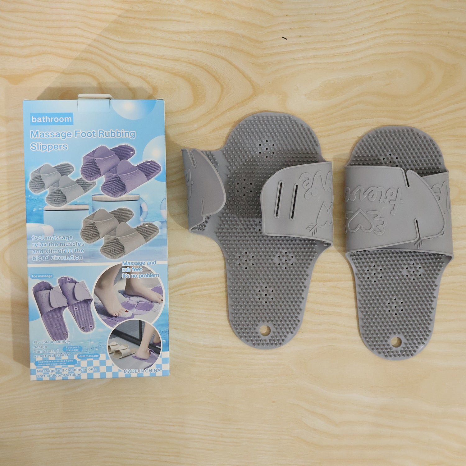 Massage Bath Slippers With Foot Scrubbing Bristles For Daily Bathroom Use (1 Pair)