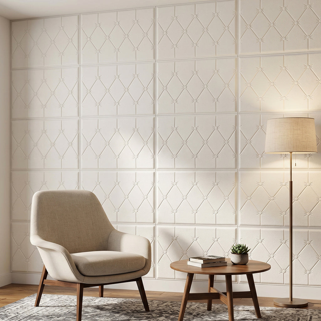 Self Adhesive 3d Foam Wall Panel Cushion Wallpaper (1 Pc White 69x35 Cm)