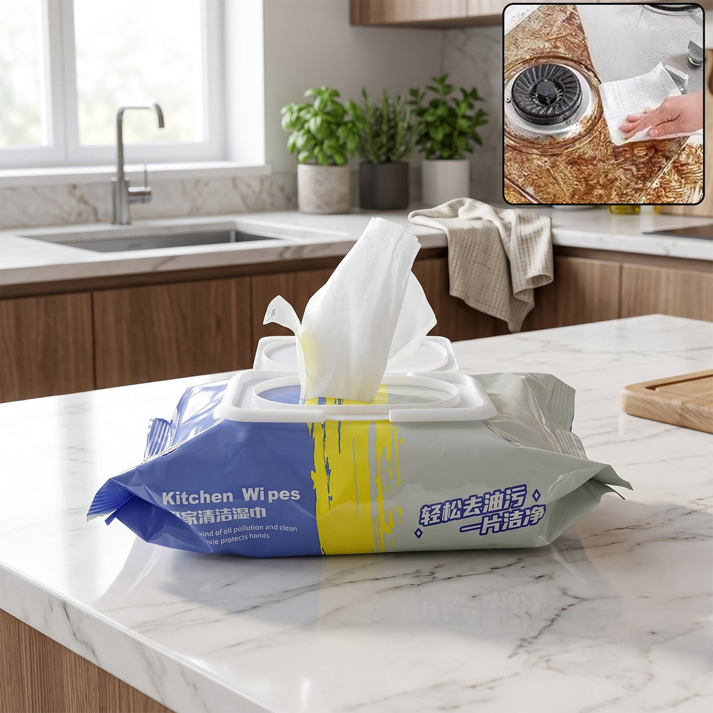 Kitchen Cleaning Wet Wipes For Oil And Grease Removal 80 Sheets Pack (1 Pc)