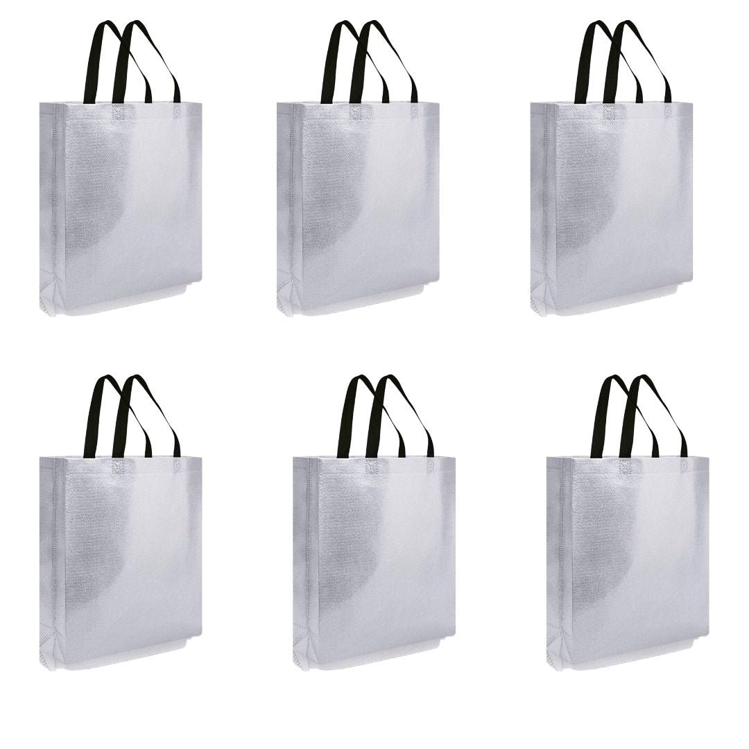 Small Size Non Woven Fabric Bag With Handle 21.5 x 22 cm Gift Paper bag, Carry Bags, gift bag, gift for Birthday, gift for Festivals, Season's Greetings and other Events(Silver) - Image 3