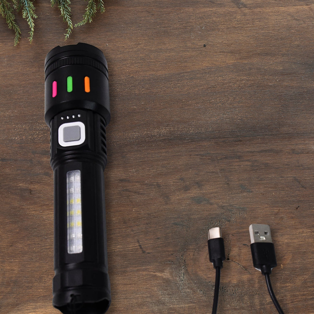 LED flashlight showcasing multiple lighting modes