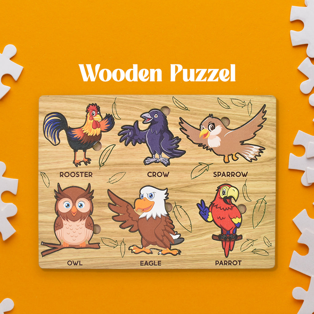Wooden Bird Puzzle Learning Educational Board (1 Set  2820 Cm)