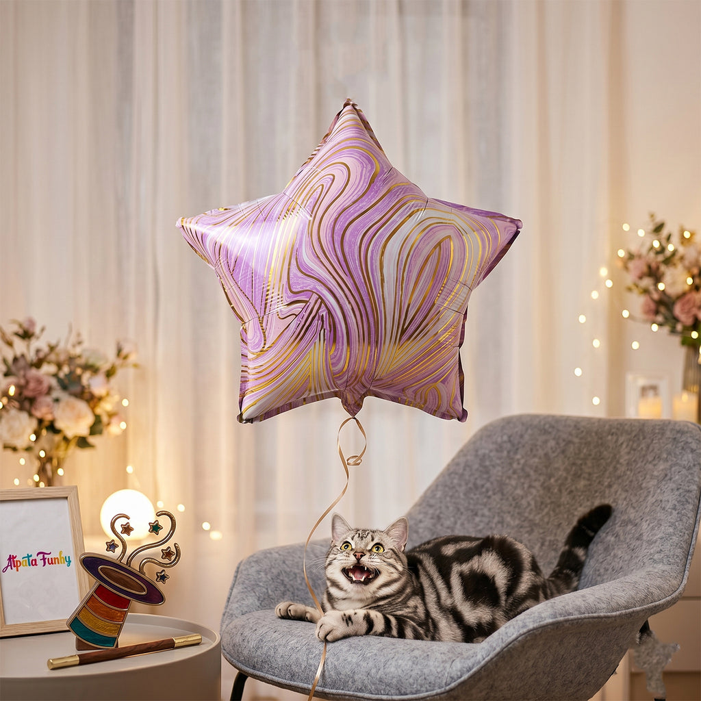 Star Marble Design Foil Balloon For Party Decoration 1 Pc