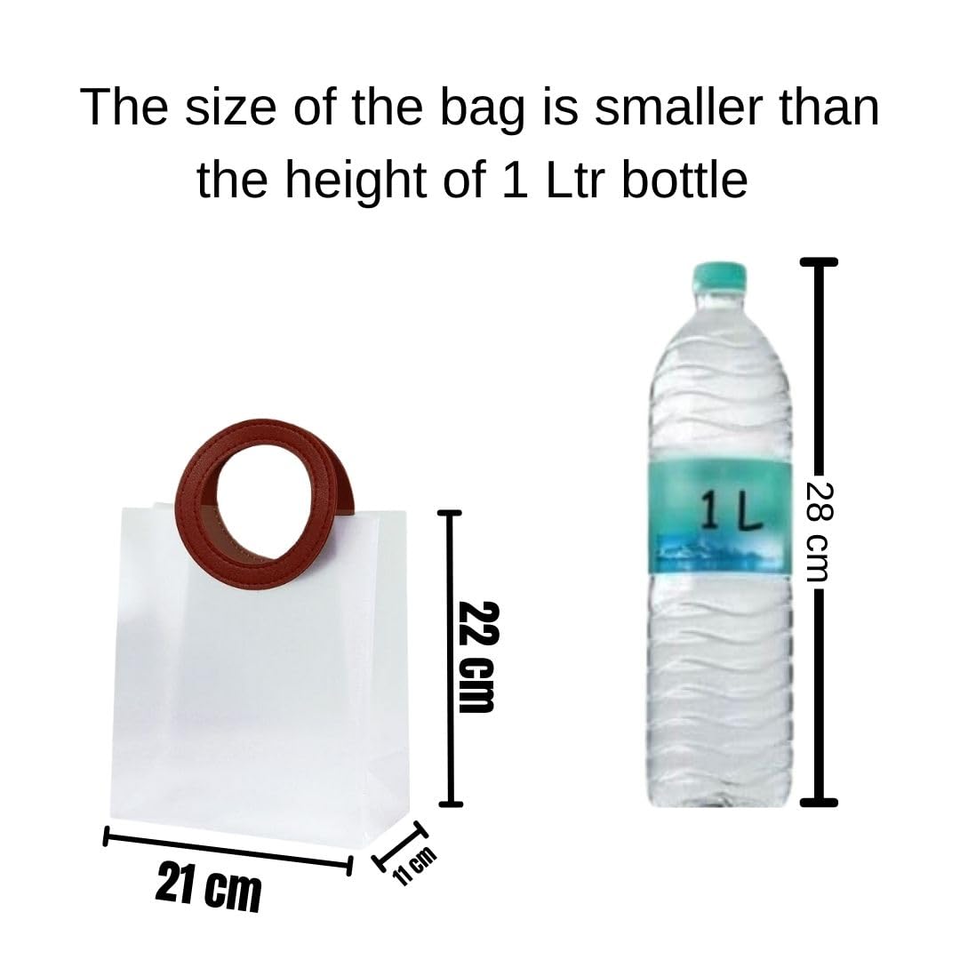 Translucent Bags Goodie Bags With Handle Gift bag, hamper bag, Carry Bags, shopping gift bag for Gifting, Presents, Packing, Return Gifts, Birthday, Events (Medium) (22x21cm) - Image 2